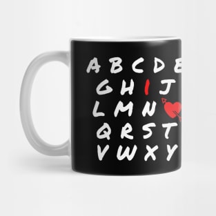 Teacher Valentine Shirt, I Love U Shirt, Love Shirt, I love you Shirt, alphabet i love you shirt, I heart U Shirt, Valentines Day Shirt Mug